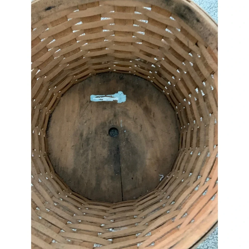 Vintage 1995 Longaberger Round Wood Basket Retro Cottagecore Farmhouse Boho 90s